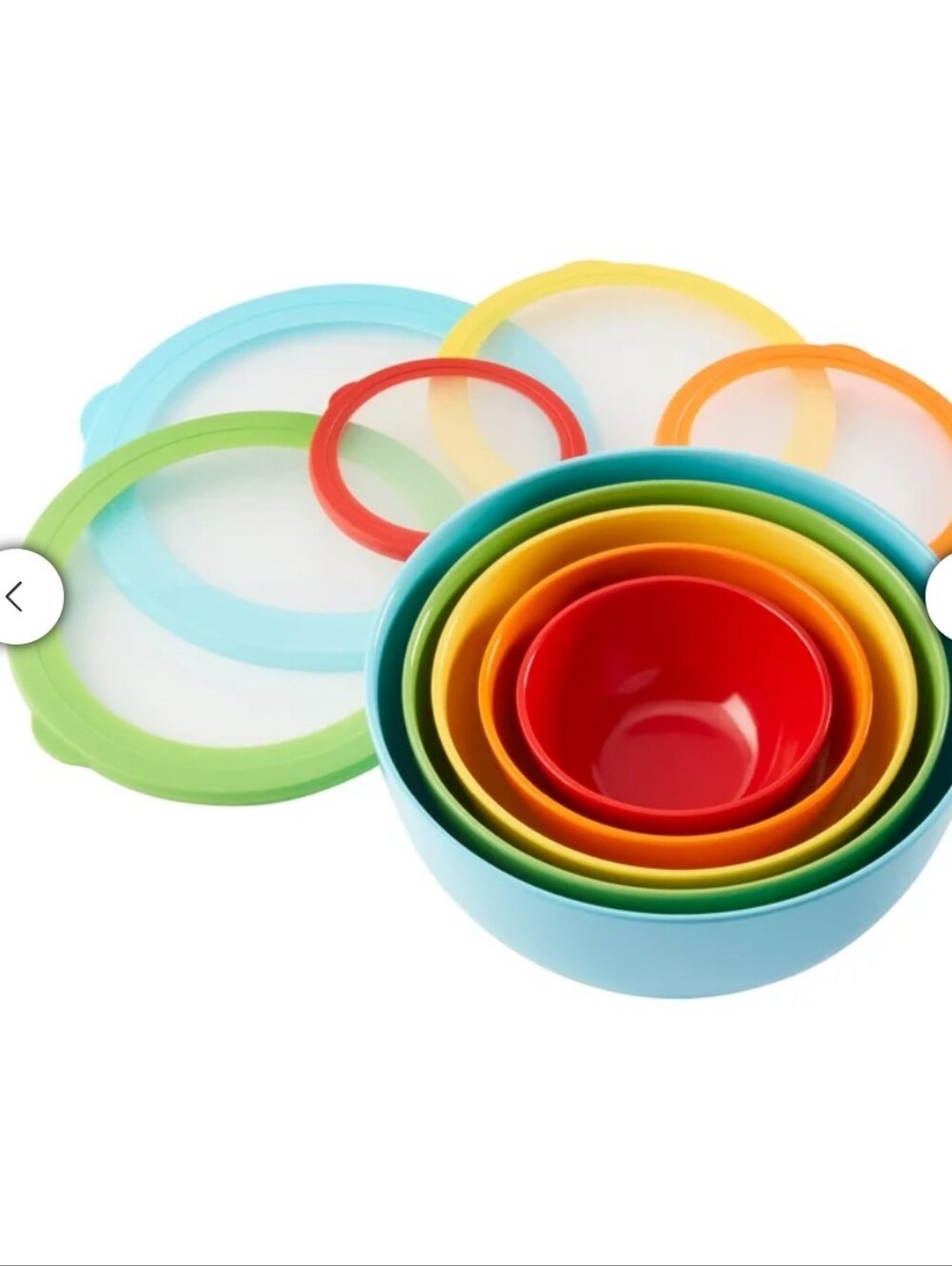 Pandex 5-Piece 100% Melamine Nesting Mixing Bowl Set with Clear See-Through Lids